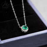 0.5CT Round Lab Created Emerald Halo Pendant Necklace