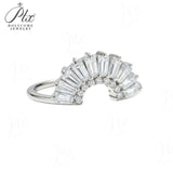 Sector Finger Ring with D Color Tifang-shaped Moissanite 10k 14k 18K Gold Plated 925 Silver for Daily Party Fine Jewely Gift
