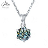 Moissanite Pendant Classical 6 Prongs 12 Color 925 Sterling Sliver Fine Jewelry Necklace Lady Birth Stones Wedding Gift Jewel