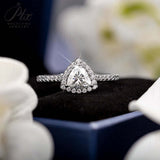 Trillion Cut 1CT 925 Sterling Silver Half-Eternity Halo Moissanite Ring Women Only Gifts For Festivals And Anniversaries