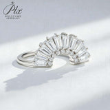 Sector Finger Ring with D Color Tifang-shaped Moissanite 10k 14k 18K Gold Plated 925 Silver for Daily Party Fine Jewely Gift