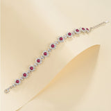 Round Cut Bracelet Floral White Gold Lab Grown Columbia Emerald Ruby Sapphire Fine Jewelry Gift for Her Birthday Valentines