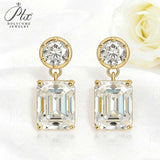 Moissanite Round Cut+Emerald Cut D White Earrings White Gold Yellow Gold Designer Studs Fine Jewelry Anniversary Wedding Gift
