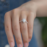 Pear Cut 1CT 925 Sterling Silver Half-Eternity Halo Moissanite Ring Women Only Gifts For Festivals And Anniversaries