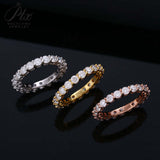 S925 Silver Pave Ring White Moissanite Ring Round Brilliant Cut Party Wedding Engagement Jewelry Gift