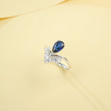 Crown Ring 5X8mm Pear Lab Grown Ruby Sapphire Zambian Padparadscha 925 Silver Ring for Women Man Engagement Christmas Party Gift