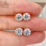 Classical Style 4 Claws Setting Round Brilliant Cut Moissanite Ear Studs D Color Moissanite Ear Jewelry