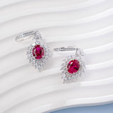 0.8-7CT Oval Cut Ruby/Sapphire/Colombian Emerald Earrings Lab-Grown Gemstone Jewelry Gift for Christmas Easter Hypoallergenic