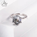 Engagement Ring Salt and Pepper Moissanite Diamond Pear Cut 925 Sterling Silver Plated with 18k Gold Wedding Jewelry Vintage