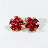 Flower-Shaped Earring Jewelry with Moissanite/Sapphire/Ruby 925 Sterling Silver Plated Screwback Earrings for Women