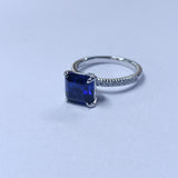 Lab Grown Gemstone Ring with Asscher Cut Ruby Sapphire Zambian Padparadscha 925 Silver As Anniversary Gift Christmas Party