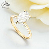 Moissanite Ring with 2CT D Color VVS1 Pear Moissanite S925 10k 14k 18k Plated White Yellow Rose Gold Daily Charm Party Jewely