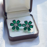 Customize Earring 4.3-6.3CT Ruby/Sapphire/Colombia/Padparadscha S925 Six Petals Pear Earrings for Women Girls Romantic Gift