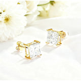 Earrings 1/3/6CT D Color Asscher Cut Moissanite 10k 14k 18k 925 Silver Plated Gold Ear Stud for Woman Engagement Daily Jewely