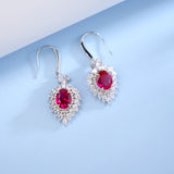 0.8-7CT Oval Cut Ruby/Sapphire/Colombian Emerald Earrings Lab-Grown Gemstone Jewelry Gift for Christmas Easter Hypoallergenic