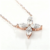 Clover & Marquise-Cut D-Color Moissanite Earring & Necklace Set 925 Silver Plated with Gold Hypoallergenic - Ideal for Women's Daily Wear & Holiday Gifts