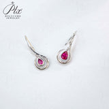 4X6mm Lab Grown Gemstone Earrings Ruby Sapphire Colombia S925 Butterfly Long Earring for Women Fashionable Christmas Party Daily