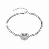 Heart Bracelet with 2mm Round Moissanite Diamond 925 Silver Plated White Yellow Gold Women's Daily Fishion Jewely Gift Favorite