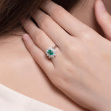 Sunflower Oval Shape Lab Created Emerald 1CT Solitaire Adjustable Ring