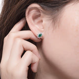 Sunflower Oval Cut  Lab Created Emerald 1CT  Stud Earrings
