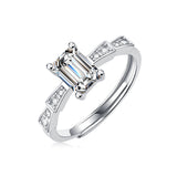 Emerald Cut Moissanite Adjustable Ladder Pavé Ring