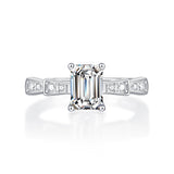 Emerald Cut Moissanite Adjustable Ladder Pavé Ring