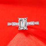 Emerald Cut Moissanite Adjustable Ladder Pavé Ring
