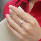 Emerald Cut Moissanite Adjustable Ladder Pavé Ring