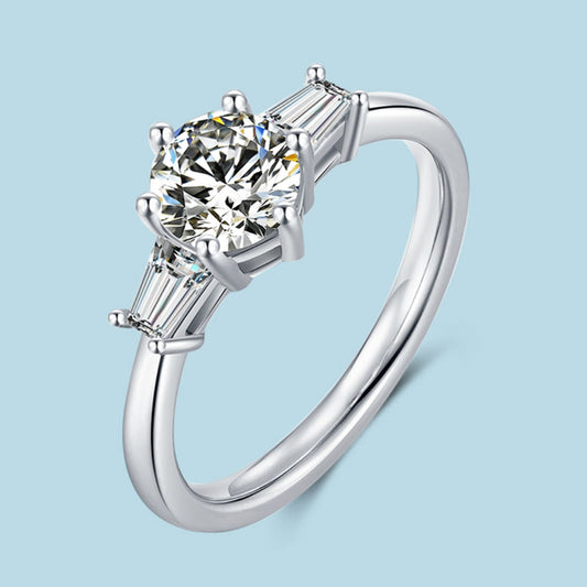 Three-Stone Round Moissanite Ring