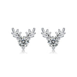 Elk Deer Shape 925 Sterling Silver 0.6CT Round  Moissanite Stud Earrings