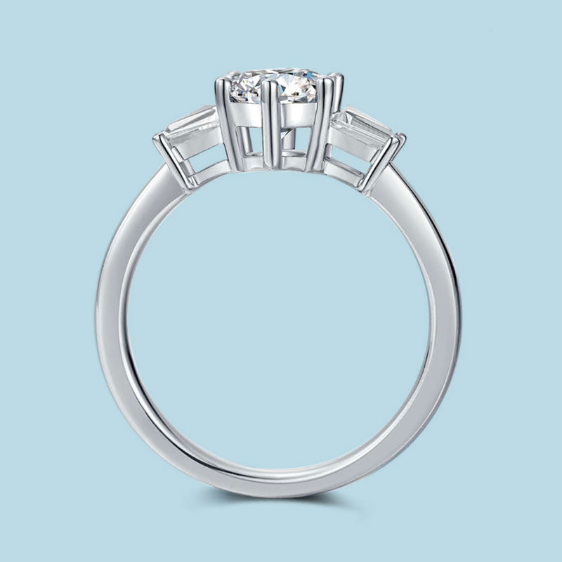 Three-Stone Round Moissanite Ring