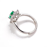 Sunflower Oval Shape Lab Created Emerald 1CT Solitaire Adjustable Ring