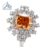 Cushion Cut Champagne Moissanite Floral Ring