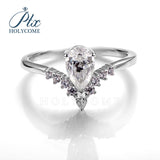 Curved Band Pear-Cut Moissanite Engagement Ring
