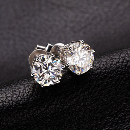 Classic 6 Prong Setting Moissanite Stud Earrings