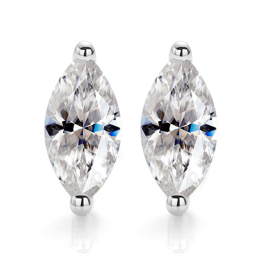 オリーブ2つの爪Moissaniteイヤリング