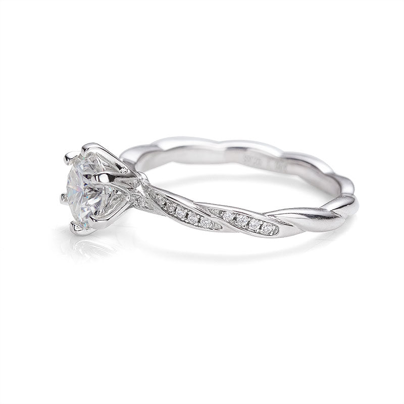 Twisted Braid Round Moissanite Ring
