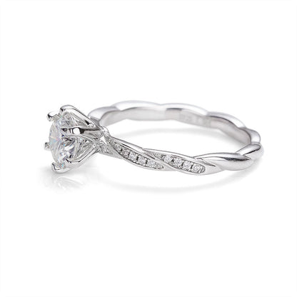 Twisted Braid Round Moissanite Ring