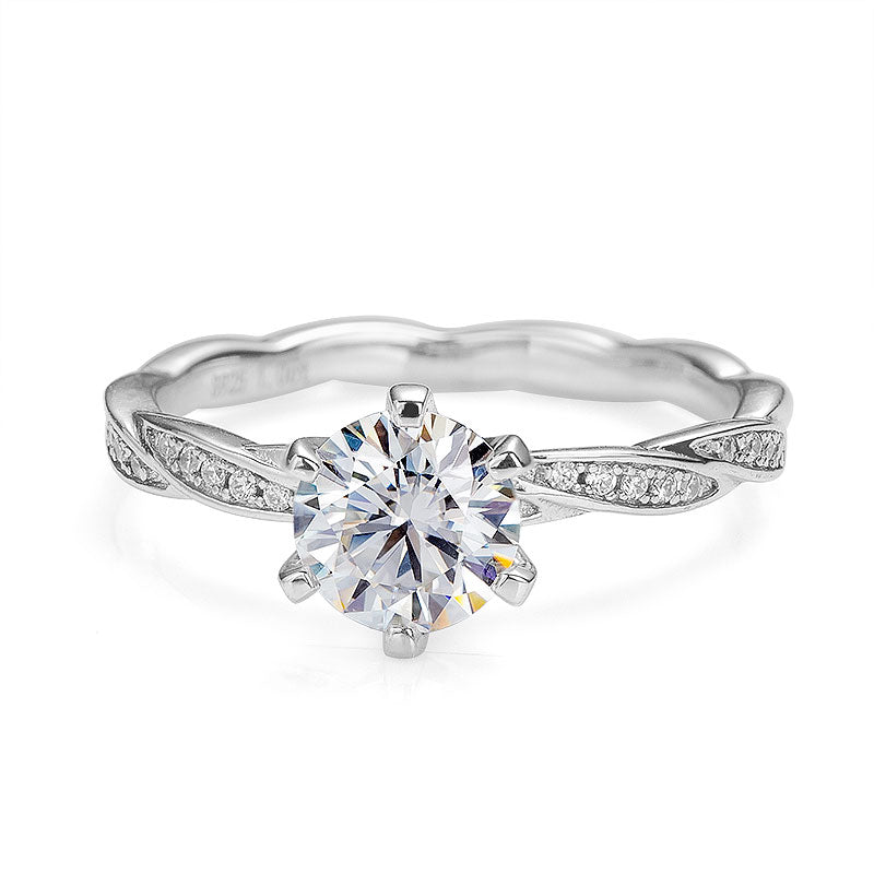 Twisted Braid Round Moissanite Ring