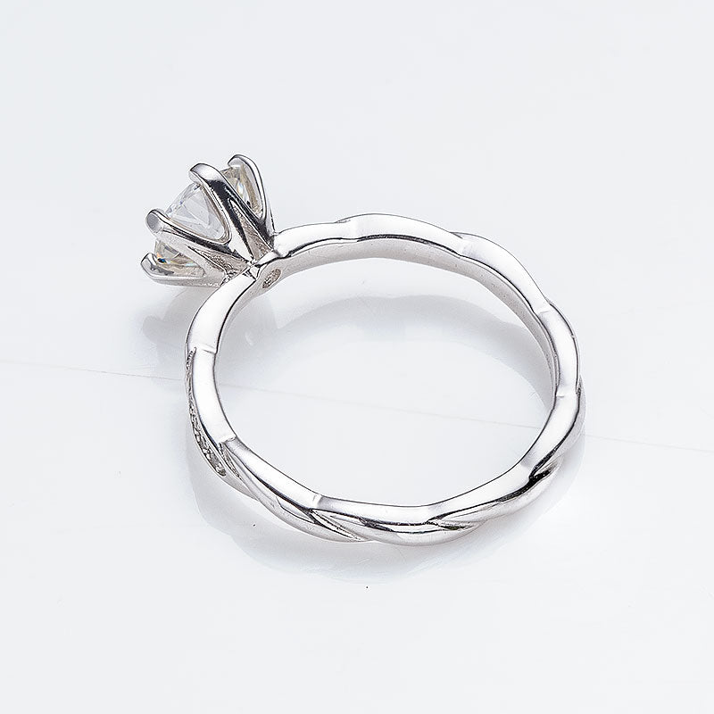Twisted Braid Round Moissanite Ring