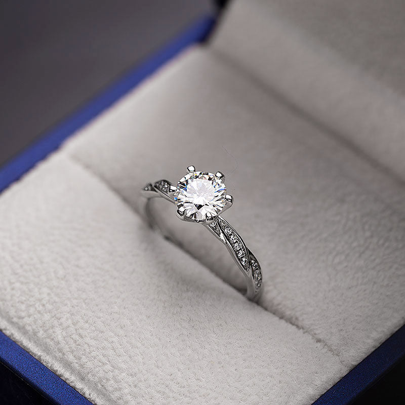 Twisted Braid Round Moissanite Ring