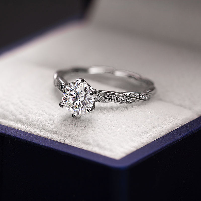 Twisted Braid Round Moissanite Ring