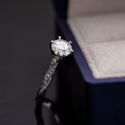 Twisted Braid Round Moissanite Ring
