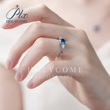 Round Blue Moissanite Adjustable Half Eternity 3-Stone Engagement Ring