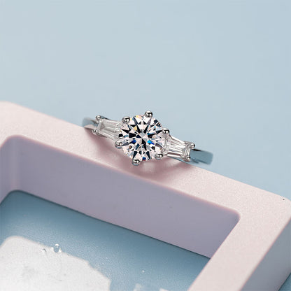 Three-Stone Round Moissanite Ring