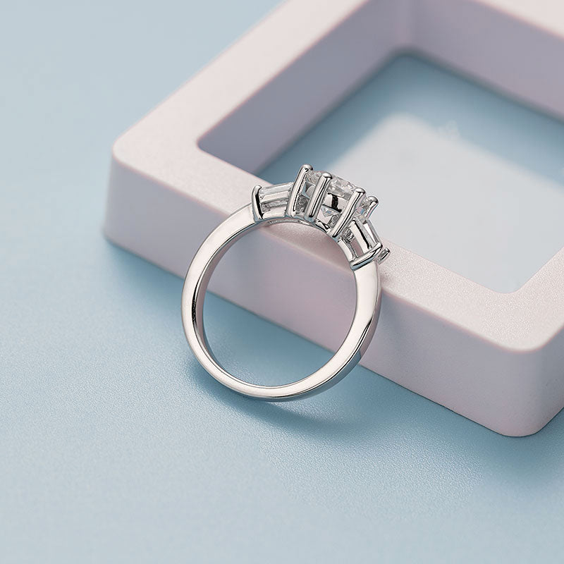 Three-Stone Round Moissanite Ring