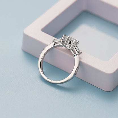 Three-Stone Round Moissanite Ring