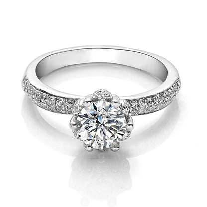 6-Prong Round Moissanite Petal Ring