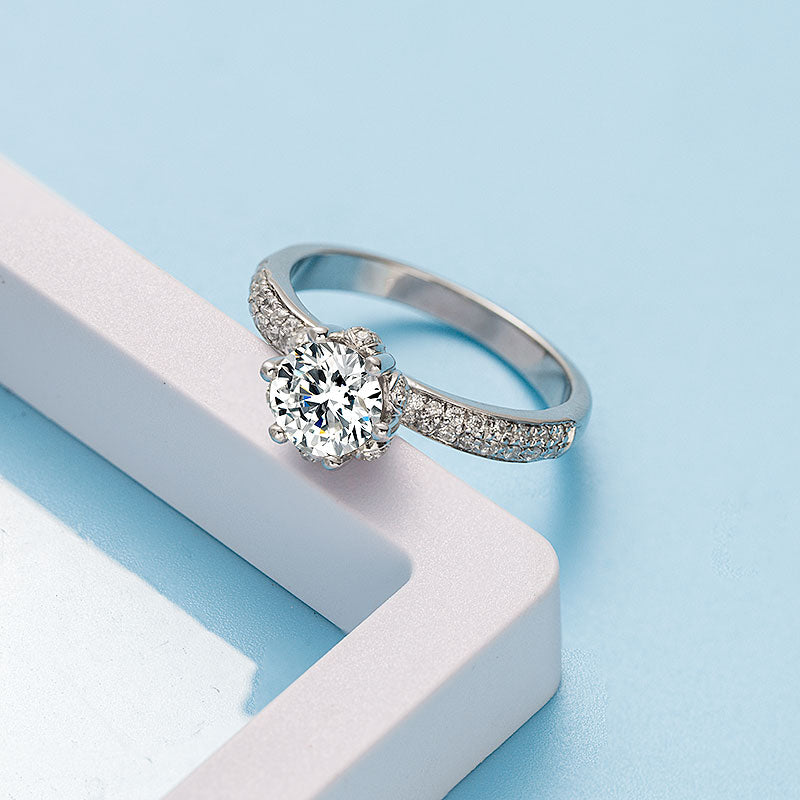 6-Prong Round Moissanite Petal Ring