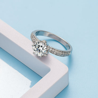 6-Prong Round Moissanite Petal Ring